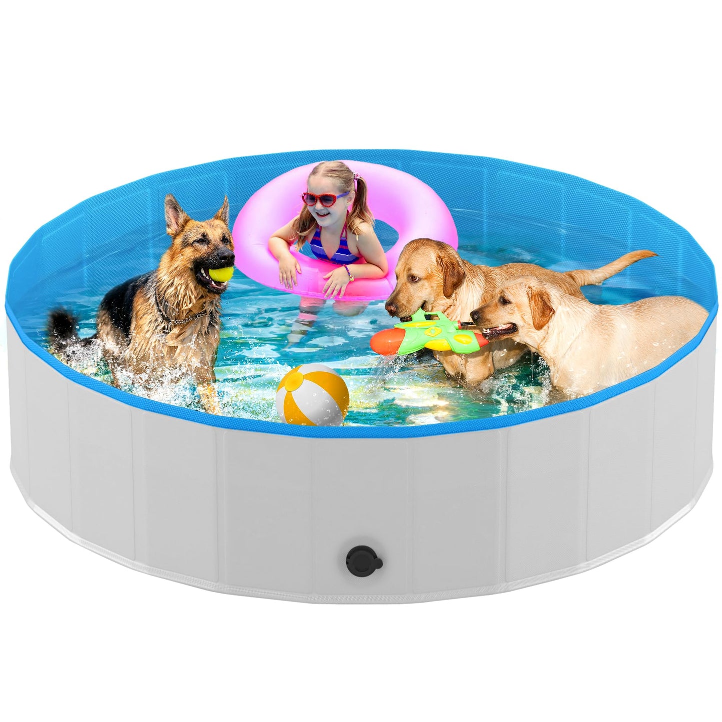 Niubya Foldable Round Dog Pool Collapsible Hard Plastic Dog Swimming Pool Portable Bath Tub for Pets Dogs and Cats Pet Wading Pool for Indoor and Outdoor 72 x 12 Inches - Best Products
