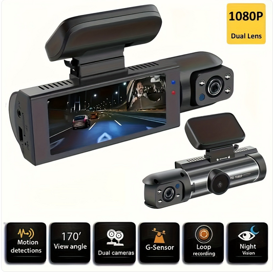 1080p HD Night Vision Dual Dash Cam with 360° View - Best Products