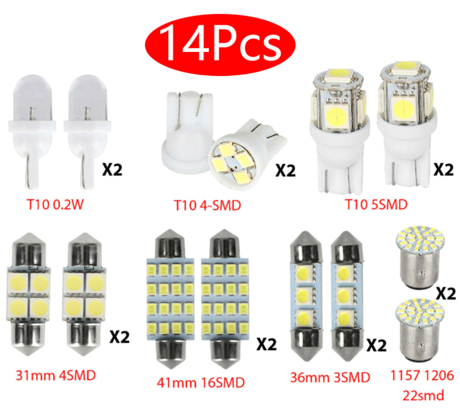 14Pcs T10 36mm LED Interior Car Accessories Kit Map Dome License Plate Lights - Best Products