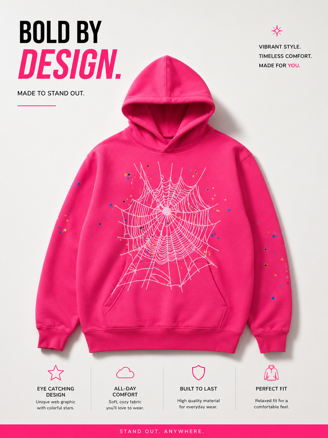 Web Star Hoodie – Hot Pink Edition - Best Products