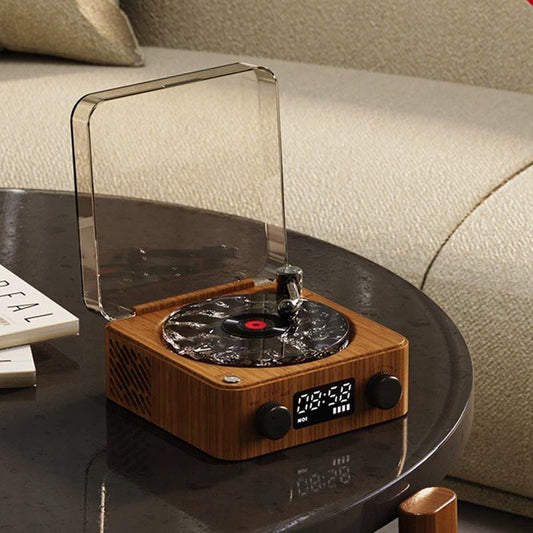 Retro Wireless Turntable Speaker with RGB Lamp - NexaTech